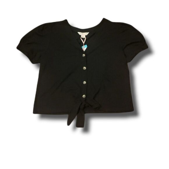 Stitch Fix | Mauvette Womens Tilly Tie Front‎ Black Knit Top Size XL New - Picture 1 of 4